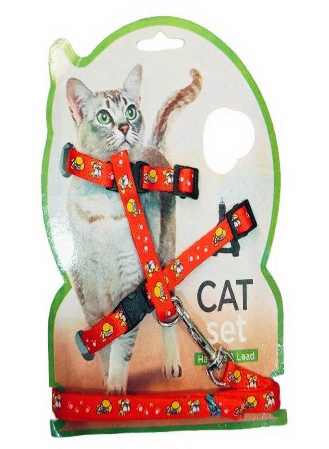 KittuPet طقم كيتو بيت مكون من قطعة واحدة على شكل حرف H، يتضمن سرجًا ومقودًا للقطط والكلاب، مناسب للأنشطة الخارجية والمشي والتنزه والسفر، باللون الأحمر. - Image 1